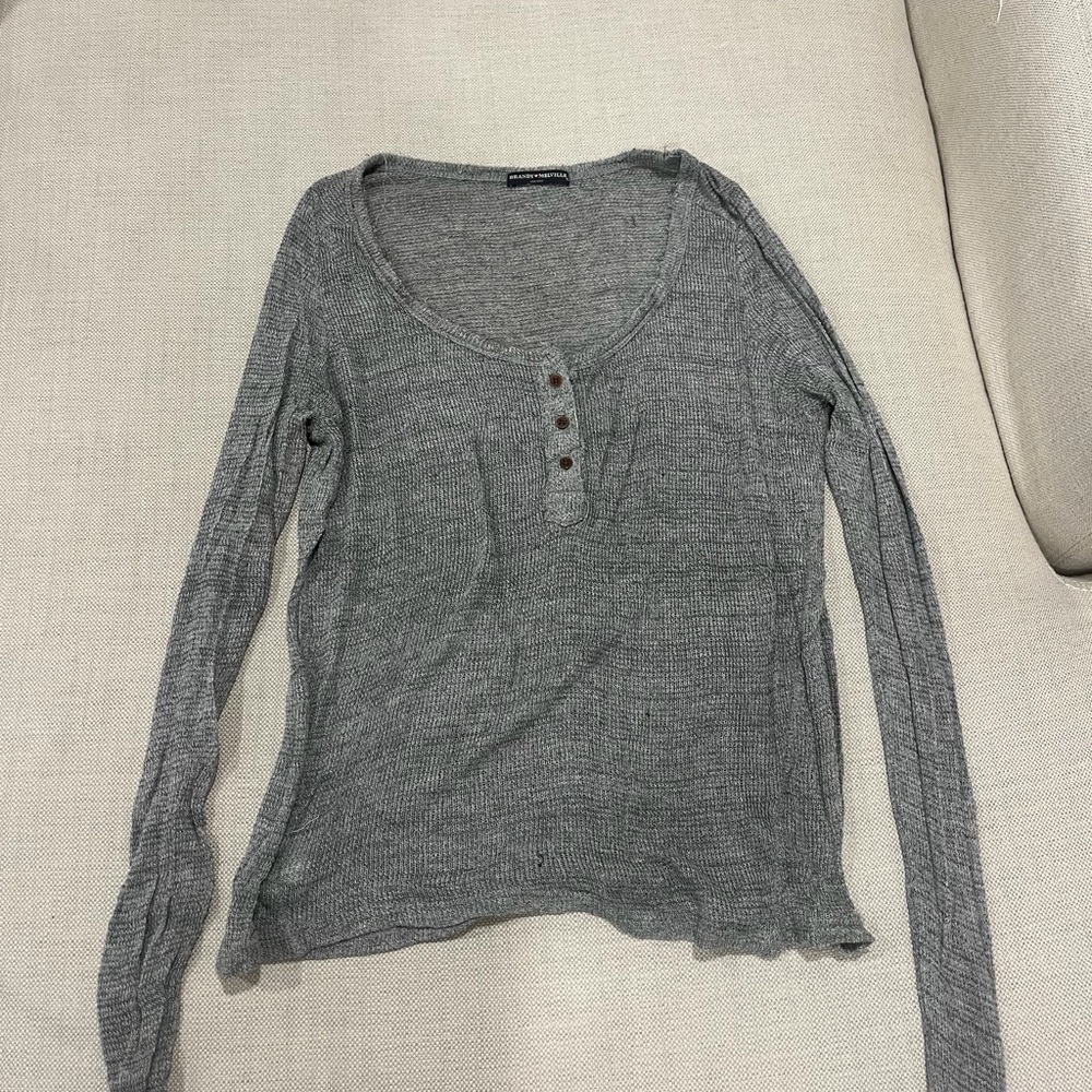 Gray Long Sleeve Brandy Melville Knit Top